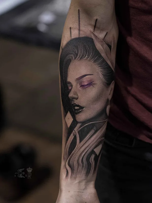 female black and grey realism 타투 부위 forearm #10107 | 타투이스트 Саша Сорса