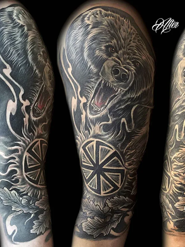 black and grey black and grey tatuaje en full sleeve #18470 | Tatuador Владимир Steel X