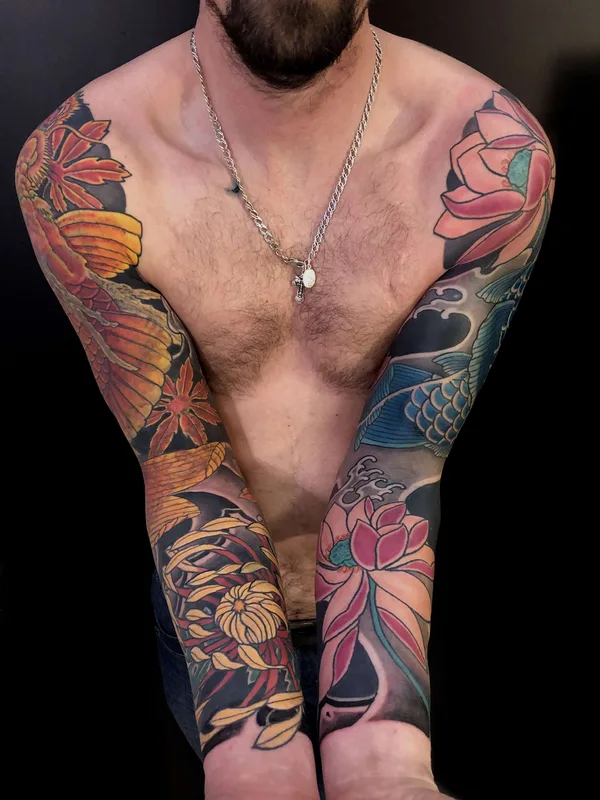 male color japanese татуировка на full sleeve #22336 | Тату мастер #Chavatattoo Sergey lepekhin