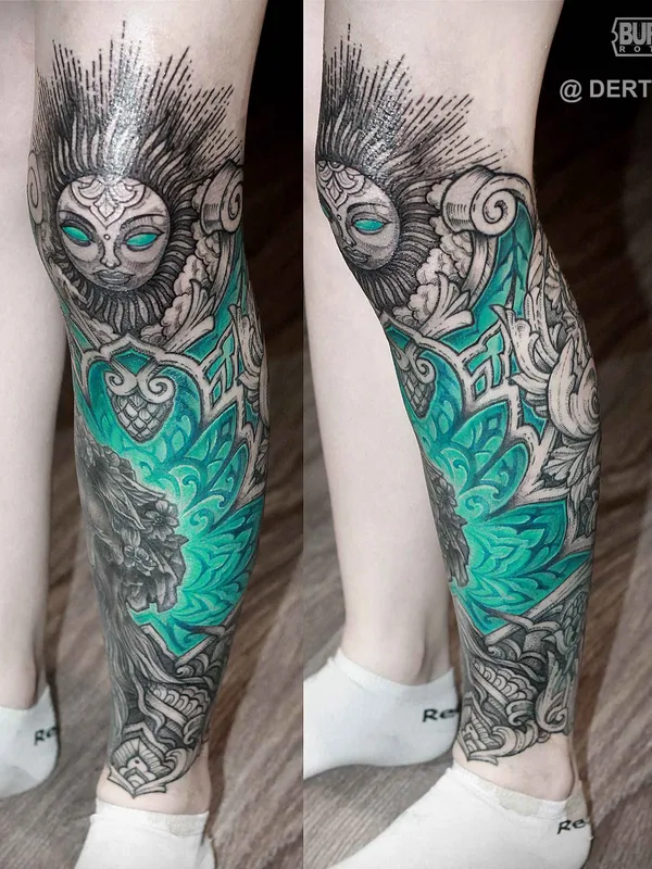 color ornamental Tatuaggio su full leg #15628 | Tatuatore Дёртин Антон