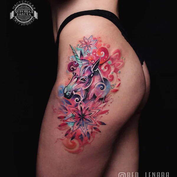 Watercolor tattoo by RED_LENARA in Казань