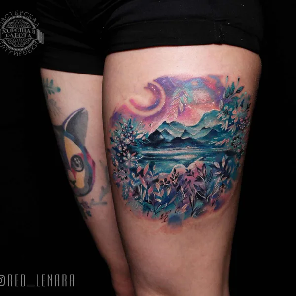 Watercolor tattoo by RED_LENARA in Казань