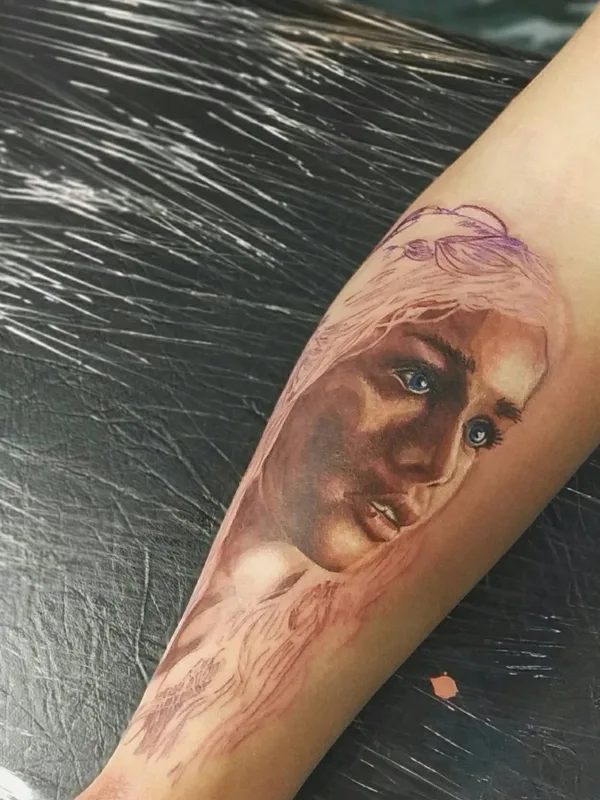 female color realism tattoo on forearm #26124 | Tattoo Artist Денис Норд