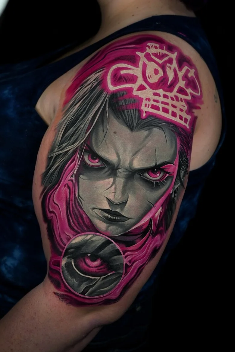 Neon pink in the black-and-grey world of Ruslan Millinhton's tattoos - image 2