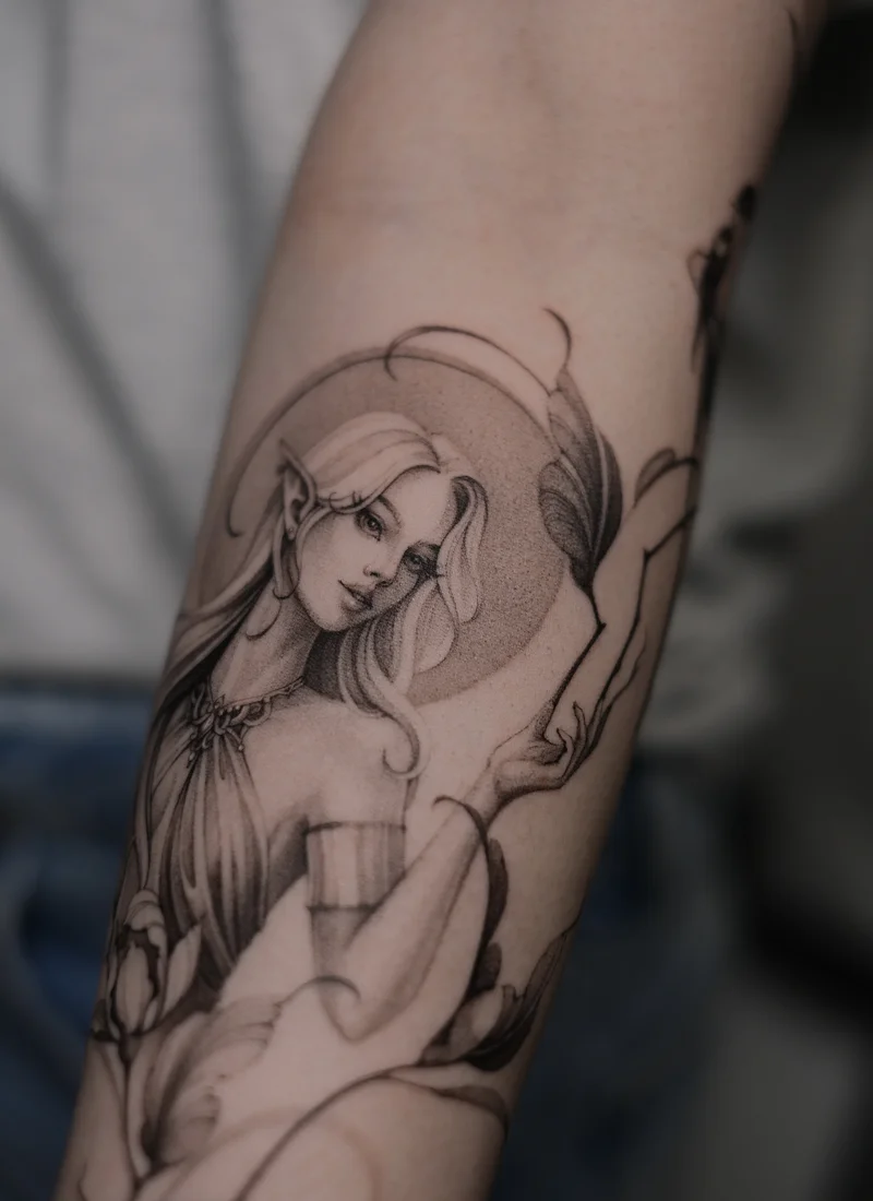 Elegant Fine-line Graphics by Anastasia Stef Tattoo