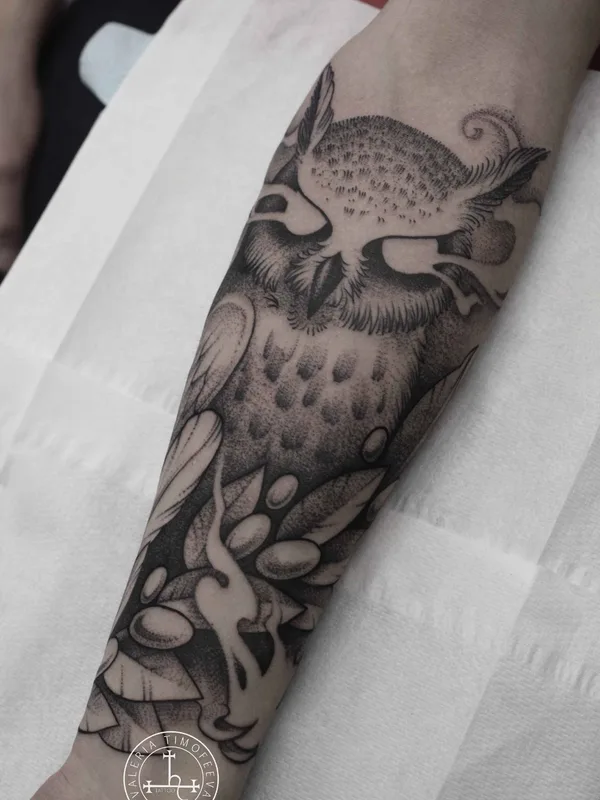 black and grey blackwork татуировка на forearm #12539 | Тату мастер Валерия Тимофеева
