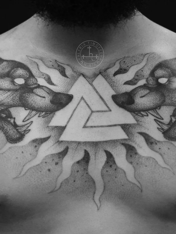 male black and grey blackwork татуировка на chest #12546 | Тату мастер Валерия Тимофеева