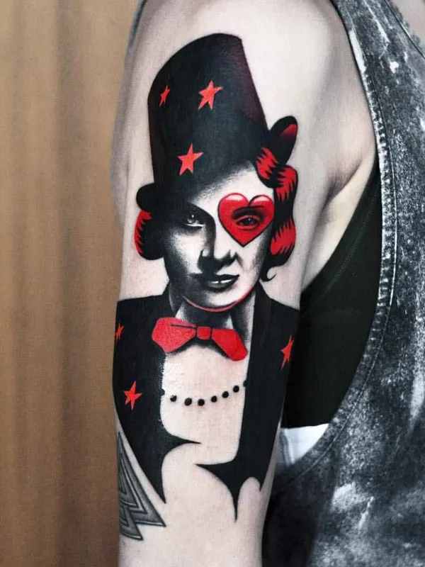 female color neo traditional tatuaje en upper arm #10894 | Tatuador David Cote Peyote