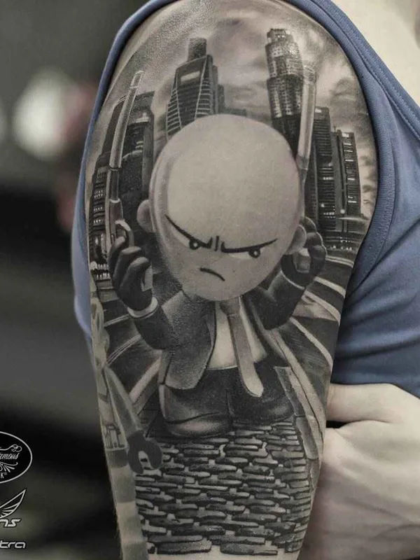 black and grey realism tatuaje en full sleeve #9372 | Tatuador Денис Тидан Торикашвили