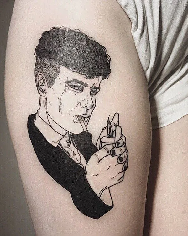 black sketch Tatuagem em thigh #25790 | Tatuador Елизавета Кром