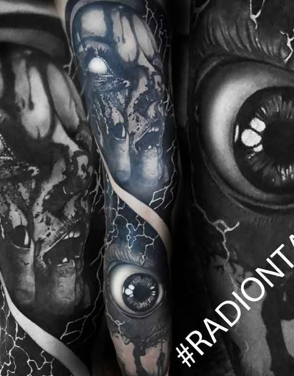 black and grey black and grey Tatuaggio su full sleeve #12773 | Tatuatore Радион