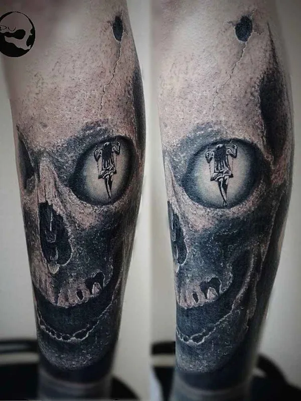 black and grey black and grey татуировка на calf #17963 | Тату мастер Postoronnie