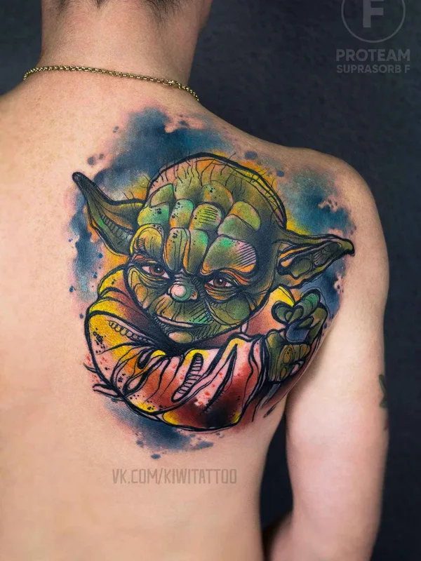 color illustrative татуировка на shoulder blade #11486 | Тату мастер Виктория KIWI Григорьева