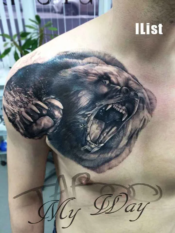 male black and grey realism Tatuaggio su chest #19384 | Tatuatore Роман