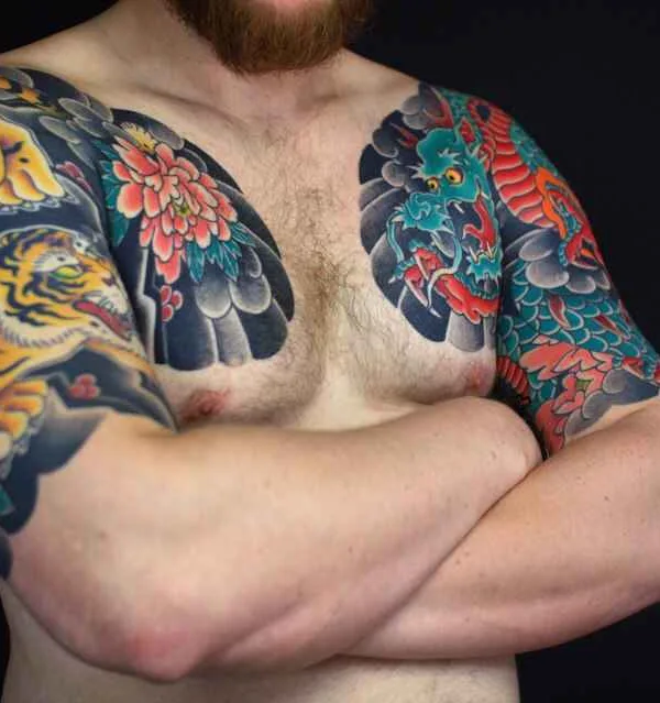 male color japanese tattoo on chest #10924 | Tattoo Artist Сергей Buslay Буслаев