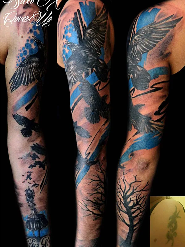 color illustrative tatuaje en full sleeve #18468 | Tatuador Владимир Steel X
