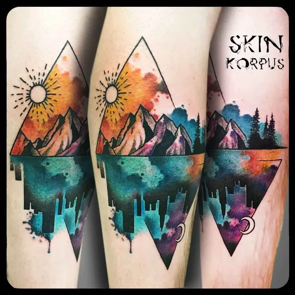 Watercolor tattoo by Skin Korpus in Luxembourg