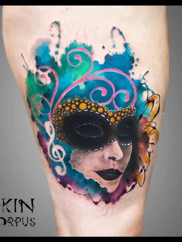 color watercolor татуировка на thigh #13804 | Тату мастер Skin Korpus