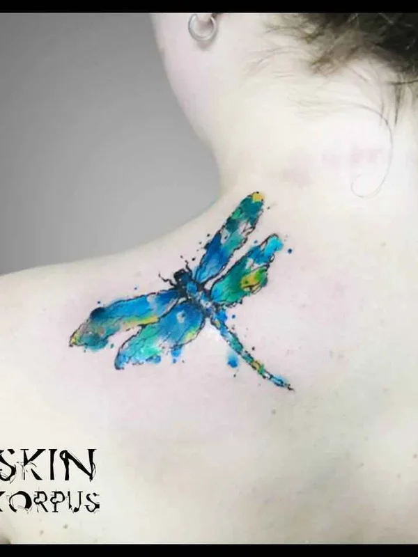 female color watercolor татуировка на shoulder blade #13805 | Тату мастер Skin Korpus