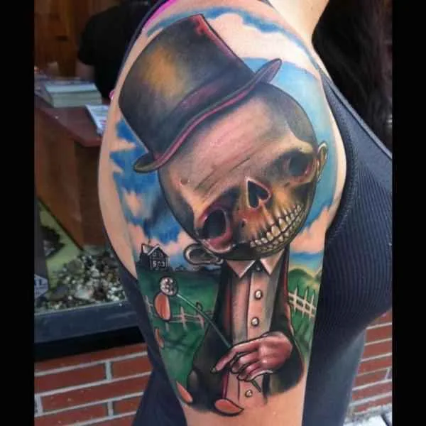 color illustrative tattoo auf shoulder #491 | Tätowierer Johnny Smith