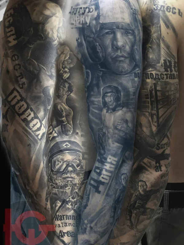 black and grey realism Tatuaggio su full sleeve #3534 | Tatuatore Иван Юг