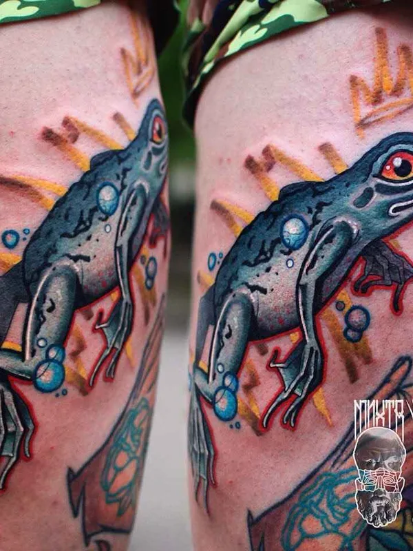 color illustrative tattoo on thigh #11361 | Tattoo Artist Югин Жёстко