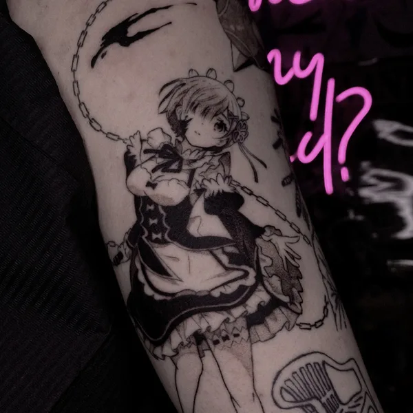 Anime tattoo by Anastasia Toivola in Helsinki