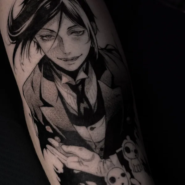 Anime tattoo by Anastasia Toivola in Helsinki