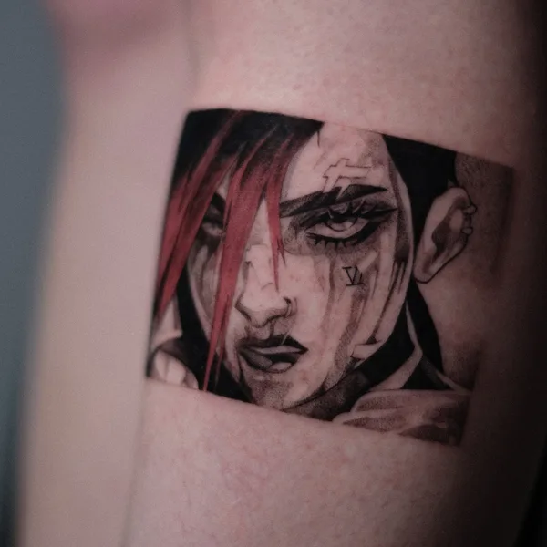 Anime tattoo by Anastasia Toivola in Helsinki
