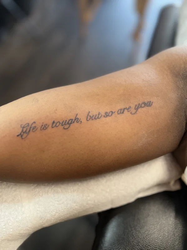 black lettering татуировка на forearm #89848 | Тату мастер Daniel Goudie