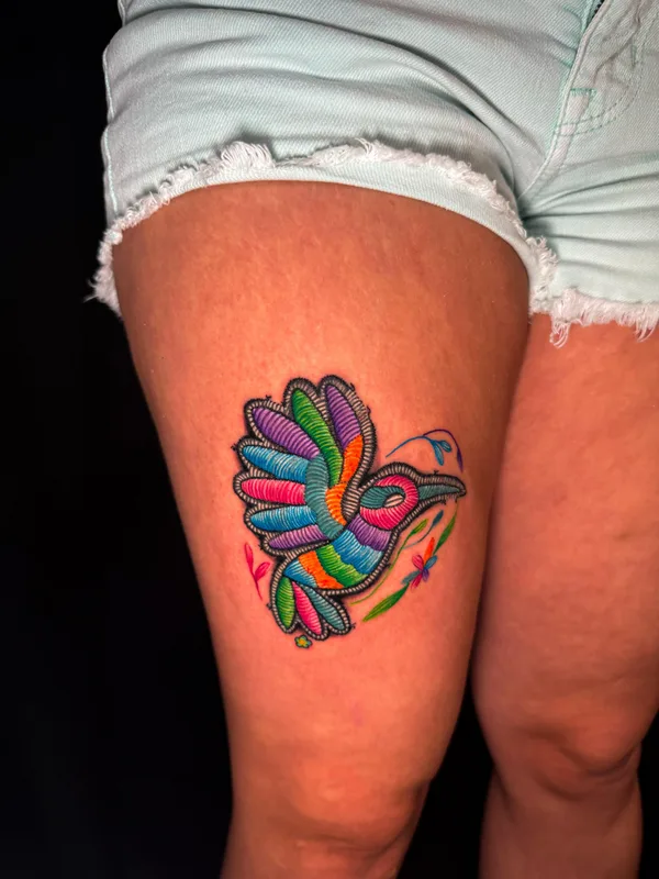 female patch tattoo on thigh #89992 | Tattoo Artist Diego Conci