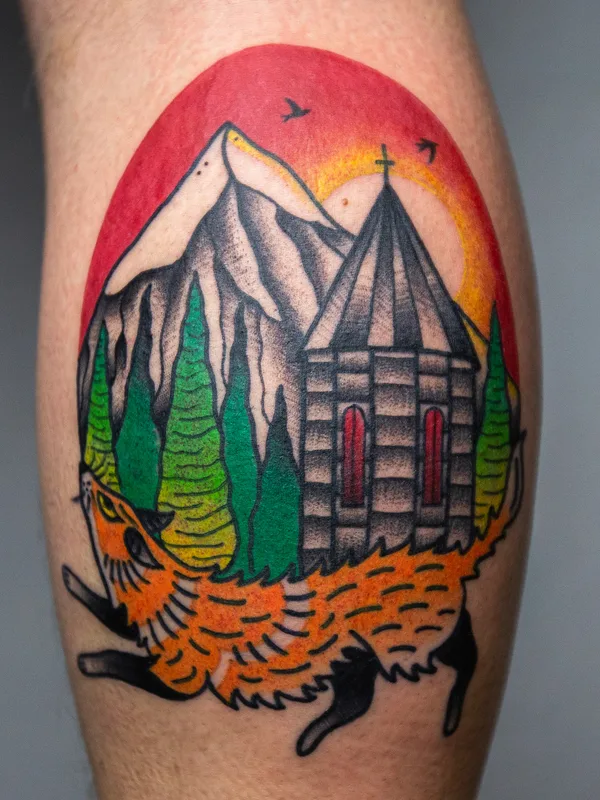 male color Traditional Tatuaggio su leg #85126 | Tatuatore Dmitrii Ostanin