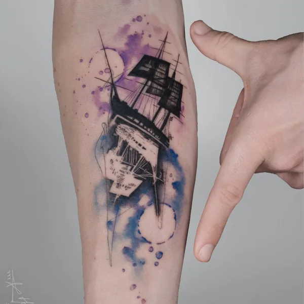 Watercolor tattoo by Hossam tattoos in Amsterdam