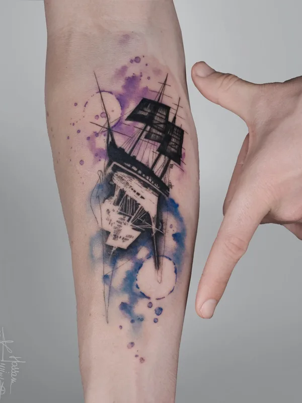 Watercolor tattoo by Hossam tattoos in Amsterdam
