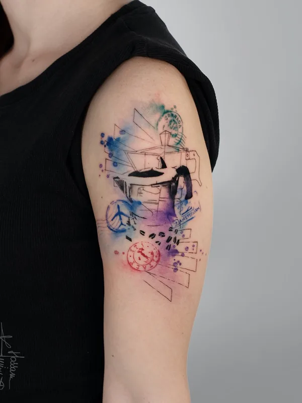 Watercolor tattoo by Hossam tattoos in Amsterdam