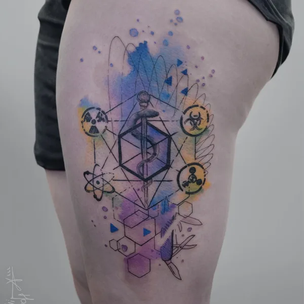 Watercolor tattoo by Hossam tattoos in Amsterdam