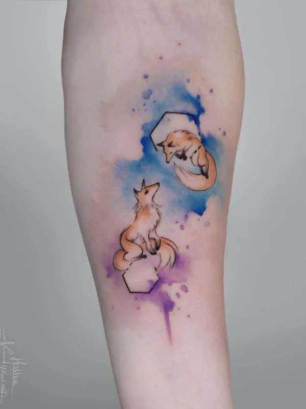 Watercolor tattoo by Hossam tattoos in Amsterdam