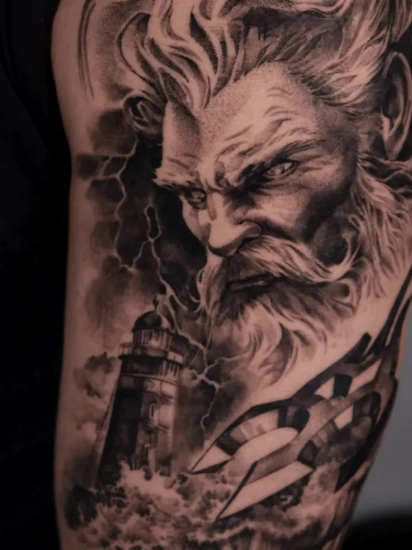 male blackandgrey portrait Tatuaggio su sleeve #85291 | Tatuatore Mariia Agafonova 