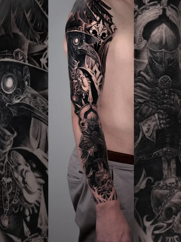 male blackandgrey realism Tatuaggio su sleeve #88221 | Tatuatore Mariia Agafonova 
