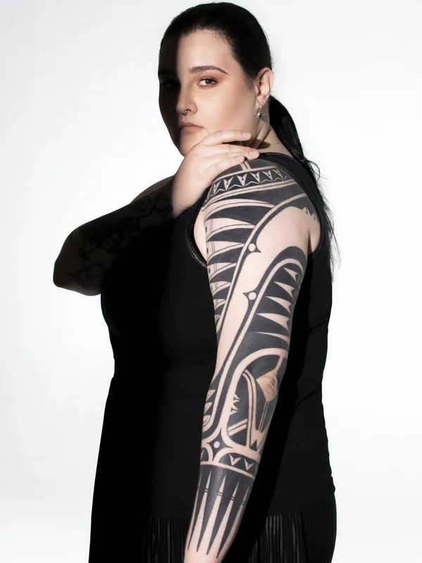 male black tribal Tatuaggio su sleeve #84364 | Tatuatore Maxim Desnev