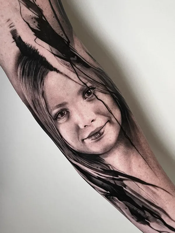 male blackandgrey portrait tatuaje en forearm #86074 | Tatuador Michelle Vestergård Andersen