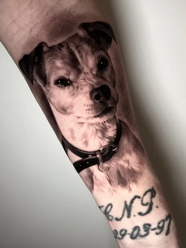 male blackandgrey realism tatuaje en forearm #86078 | Tatuador Michelle Vestergård Andersen