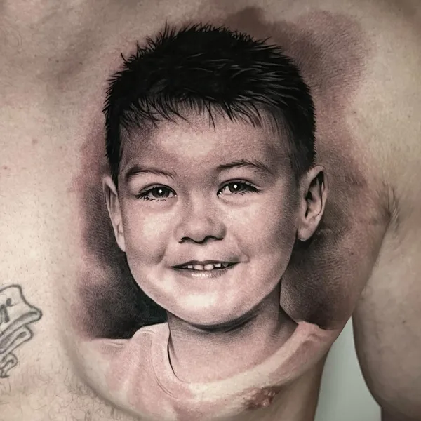 Portrait tattoo by Michelle Vestergård Andersen in Odense