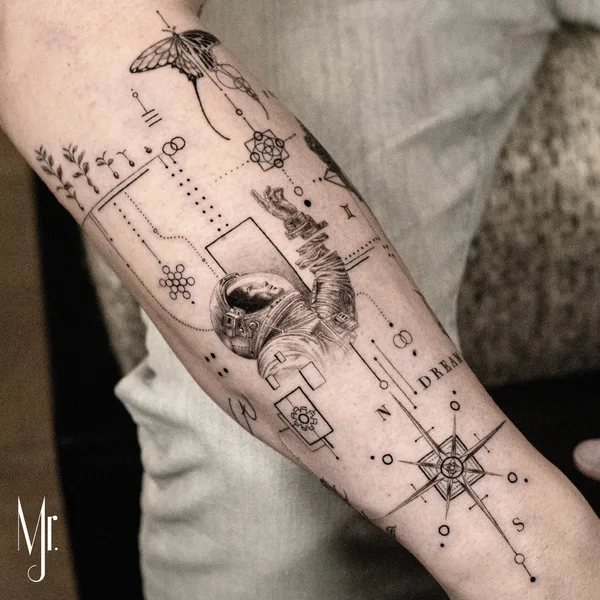 Black tattoo by Mr. J Fineline in Munich