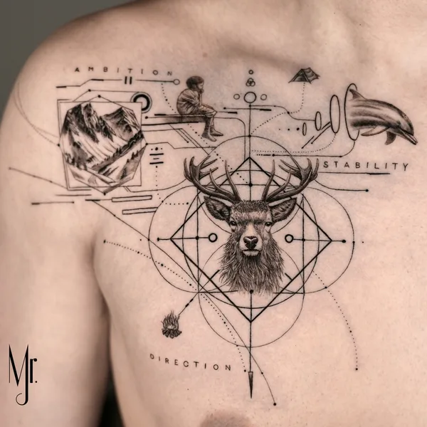 Black tattoo by Mr. J Fineline in Munich