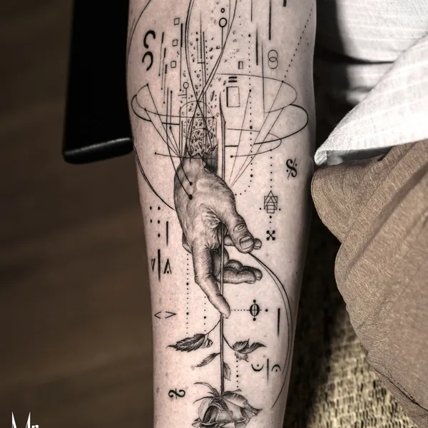 Black tattoo by Mr. J Fineline in Munich