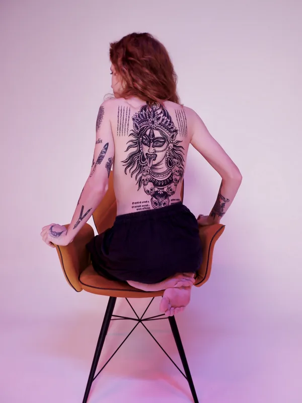 female black blackwork татуировка на full back #87038 | Тату мастер Mr.Evil Руслан Бажанов