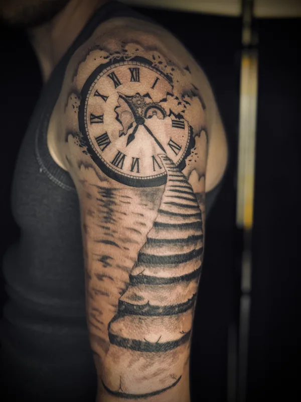 black and grey realism татуировка на shoulder #88771 | Тату мастер Olga Manzula