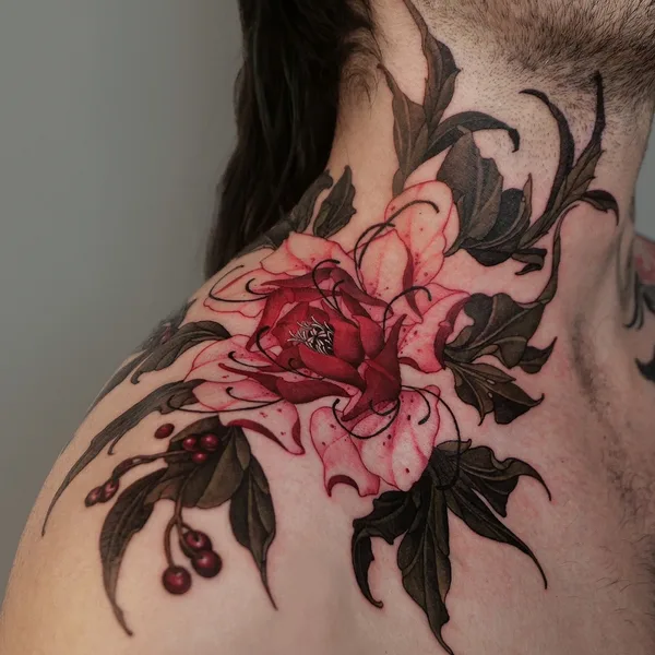 Botanical tattoo by Onyo in Seoul