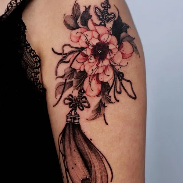 Botanical tattoo by Onyo in Seoul